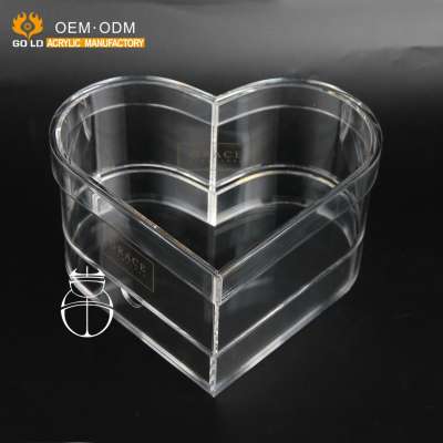 luxury clear flower gift box acrylic heart shaped boxes for roses