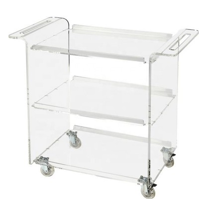 fashion clear acrylic cosmetic trolley case , food serving trolley