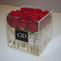 luxury handmade acrylic roses box packaging flower with drawer